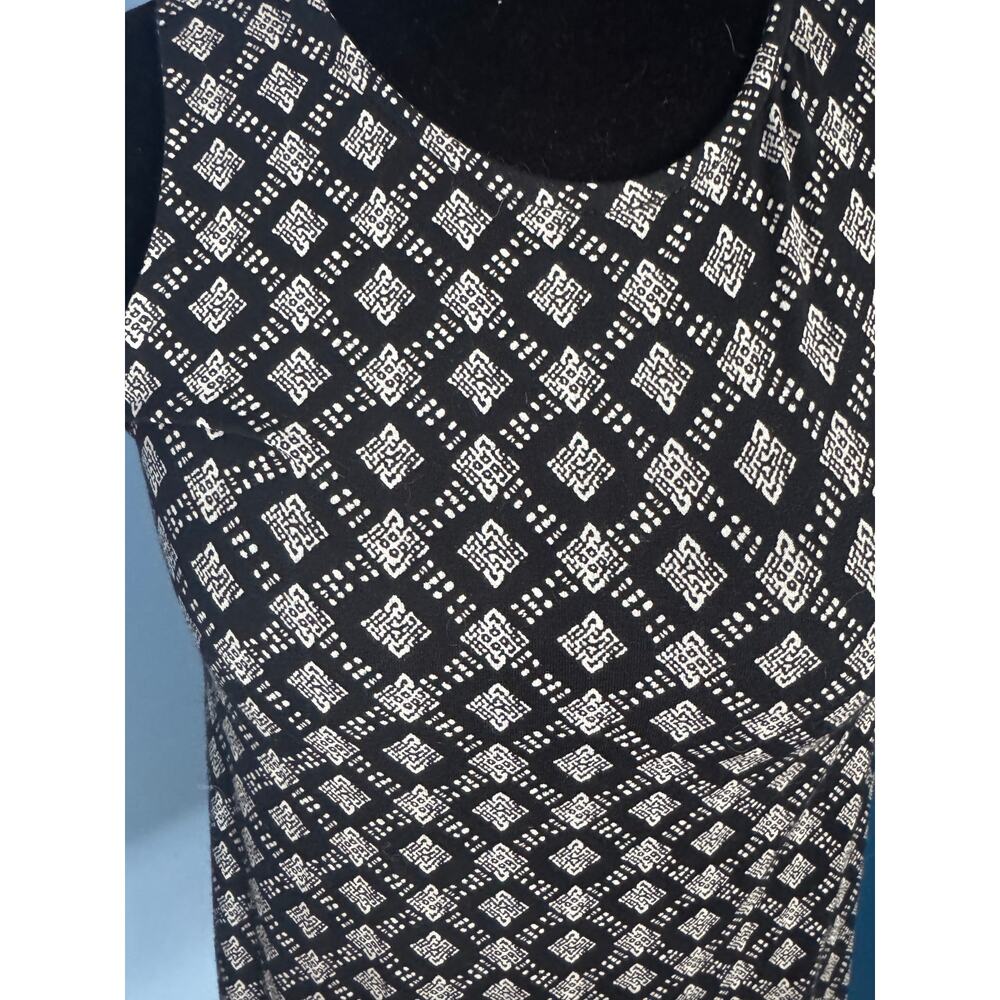 Old Navy Black White Printed Sleeveless Dress Women’s XS Knit Casual Midi - Picture 4 of 10